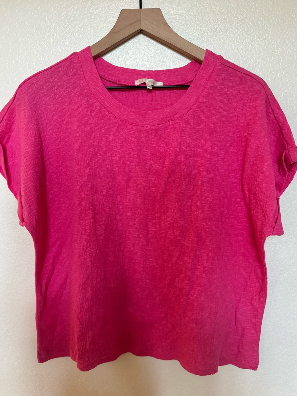 Z Supply Hot Pink Short Sleeve Crewneck Tee